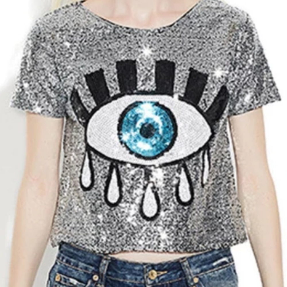🆕️ Sequins Crop Top silver